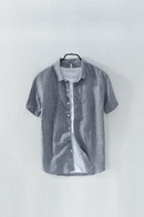 Linen Shirt Men Solid Short Sleeve Casual Slim Button Down Quality Men Dress Shirts