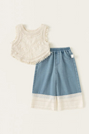 2Piece Sets Summer Toddler Girl Clothes Knitted Sleeveless Baby Jeans Kids Clothing