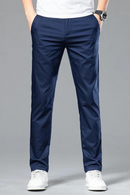 Summer Cosy Soft Bamboo Fibre Straight Suit Pants Men Business Stretch Thin Navy Blue Casual Trousers
