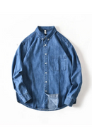 Retro Washed Casual Denim Shirt for Men Shirt Jacket for Autumn Male