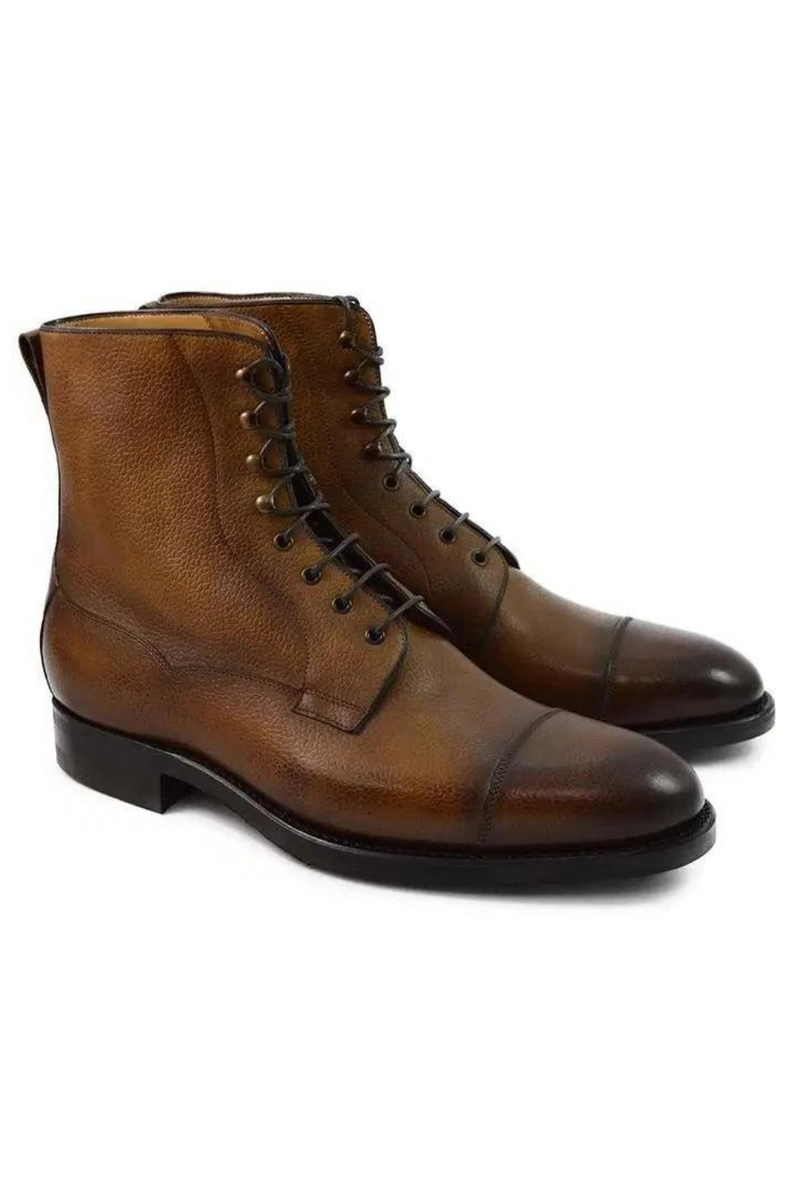 Winter Add Velvet Mens Shoes Lace Up Work Boots Best Designer Non-Slip Genuine Leather Men Shoes