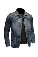 Men Denim Jackets National Patchwork Slim fit Jean Coat Autumn Cotton Jackets for Male