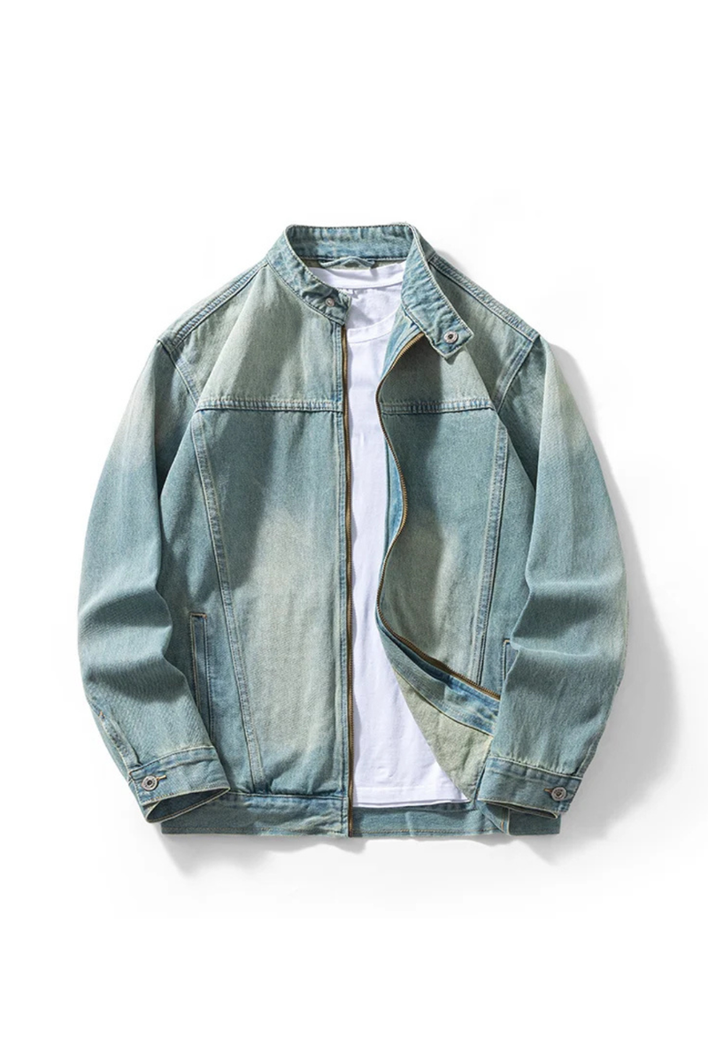 Men's Casual Denim Jacket Style Loose Workwear Jacket Top