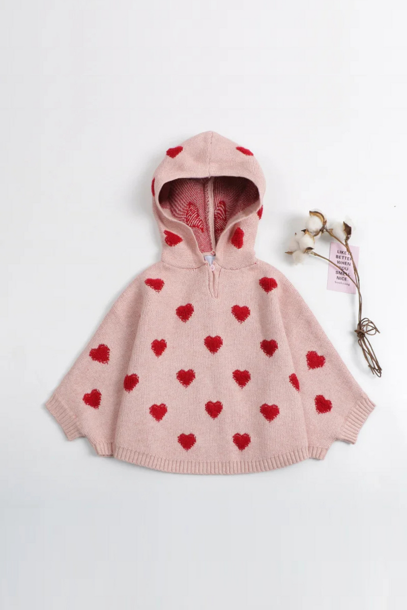 Baby Girl Sweater Cloak Toddler Kid Winter Clothes Hooded Knit Warm Cape Knit Pullover Top Knitwear Coat Outfit