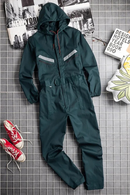 Men One Piece Hoodie Jumpsuit Safari Cargo Overalls Straight Pants Casual Streetwear Trousers