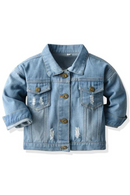 Spring Autumn Kids Casual Jacket Girls Ripped Holes Jeans Coats Little Boys Girls Denim Outerwear Costume