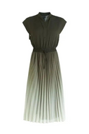 Gradient Pleated Vintage Chiffon Women Sleeveless Elastic Waist Lace up Elegant Dresses For Women