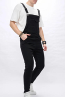 Autumn Stylish Men Simple Solid color Slim Bib Overalls Jumpsuits jeans Streetwear Male Strap Jeans