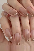 24pcs Nails Nail With Gold Edge False Nails Press On Nails Waterproof Faux Fingernails