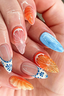 Blue Nails Full Cover Handmade Press On Nails Wearable Manicure Nail Tips Art For Summer