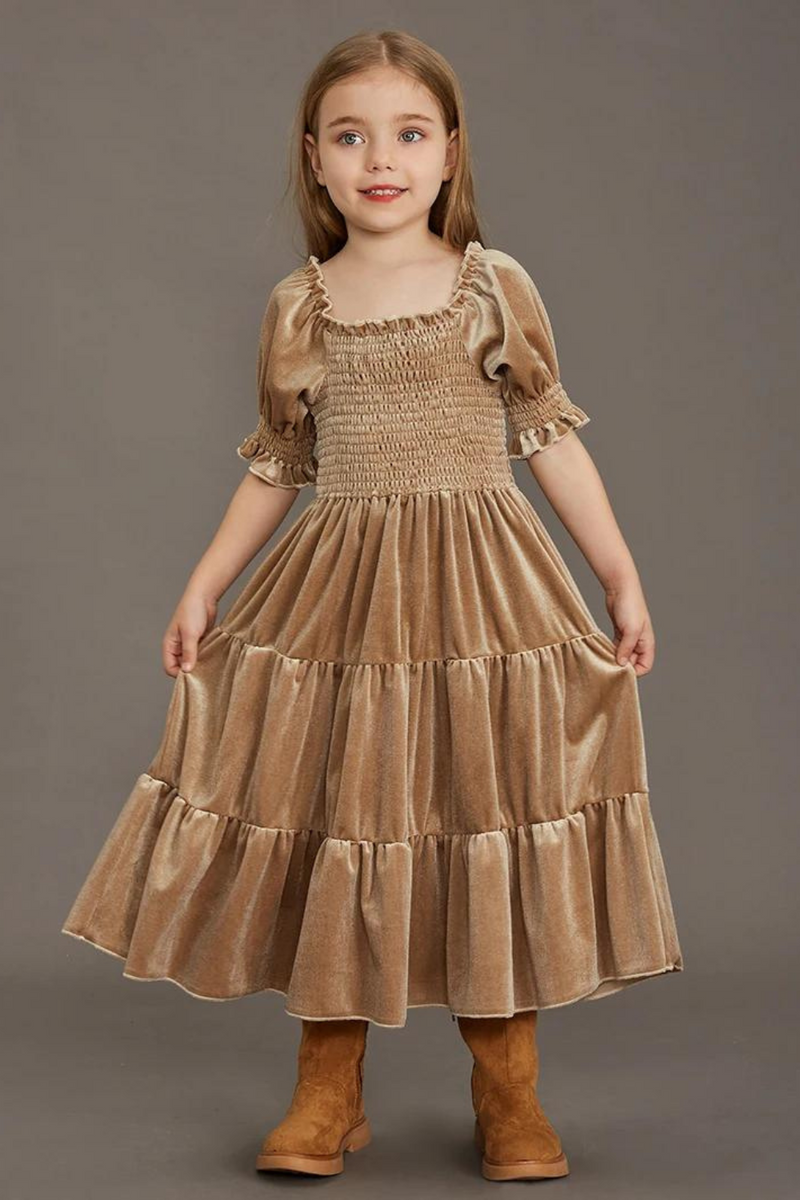 Princess Girls Velvet Classic Retro Dress Clothing Baby Kids Princess Party Dress Children Christmas Clothes