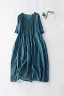 Summer Dresses For Women Loose Casual Dress Solid Pleated Dress