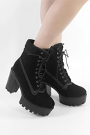 Women Round Toe Lace Up Platform Ankle Boots Short Female Boots