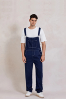Men Denim Bib Overalls Lightweight Jean Jumpsuit with Adjustable Straps