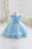 Appliques Baby Birthday Party Dress Beading Sequins Flower Girl Gown for Weddings Princess