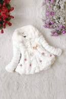 Kids Fur Coat Autumn Winter Warm Plush Baby Jacket Christmas Cute Floret Lace Outwear Toddler Girl Clothes