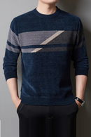 BROWON New Arrival Mens Clothes 2025 Autumn and Winter Fleece Warm Thickened Sweater Chenille Patchwork O-Neck Sweater Pullovers