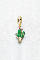 Green Cactus Gold Plated Pendants Charm For Jewelry Making Solid 925 Sterling Silver Gift For Women Men