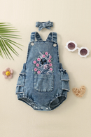 Embroidered Baby Girl Romper with Lace Trim Footless Crawling Suit Children