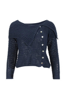Cardigan Sweater for Women Slash Neck Long Sleeve Patchwork Knitted Tops Female