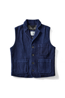 Retro Indigo Jacket Vest Men Cotton Thick Lapel Blue Dyed Vest  Autumn Casual Cardigan Coat