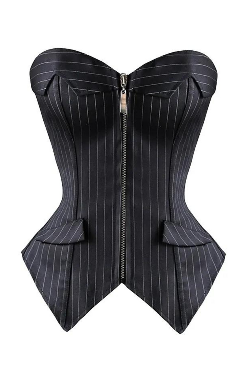 Corsets for Women Striped Office Party Corsets and Bustiers Zipper Lingerie Tops