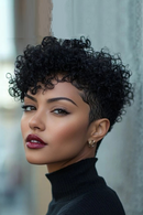 Natural Black Short Pixie Cut Afro Kinky Curly Bob Wigs For Women