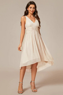 Elegant Evening Dresses High-Low Glitter Sleeveless with Pleated Ever Pretty of Charcoal Wedding