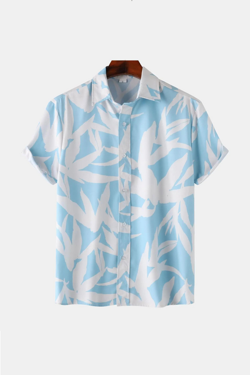 Light Blue Hawaiian Vacation Men's Shirts Short Sleeve Summer Top Casual Men Shirt Beach Seaside Clothing