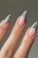 Design Press on False Nails Art Mid-length Almond Fake Nails Detachable Full Cover Nails Tips
