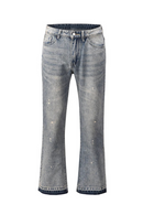 Splash Ink Retro Wide-leg Flared Pants Men Straight Casual Jeans for Men Loose Denim Trousers