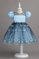 Retro Lace Girls Dress Princess Embroidery Baby Girl Pink Sleeveless Outdoor Clothes For Children