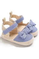Cute Infant Bowknot Canvas Shoes Non-Slip Breathable Sandals Soft Sole Toddler Fashionable Flats Anti-Skid