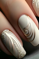 24PCS Gothic False Nails Dark Red Vine Pattern Medium Coffin Press on Nail Sticker Sweet Cool Glossy French Fake Nail Spice Girl