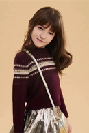 Baby Wool Knitted Wine Red Christmas Sweater Kids Girls Jumper Autumn Winter Clothes