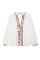 Women Embroidery Single Breasted Blouse Female Chic Lady Shirts