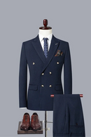 Men's Casual Boutique Double Breasted Business Suit Jacket Trousers Pants Set Blazers Coat