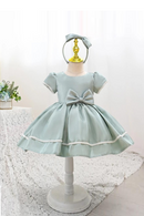 Baby girl princess dress short sleeved bow dance dress cute big butterfly headband