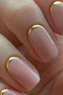 Gold Edge French Nails Short Pink Simple Artificial Nail Patch Press on Nail Tips for Girls Full Cover Wearable