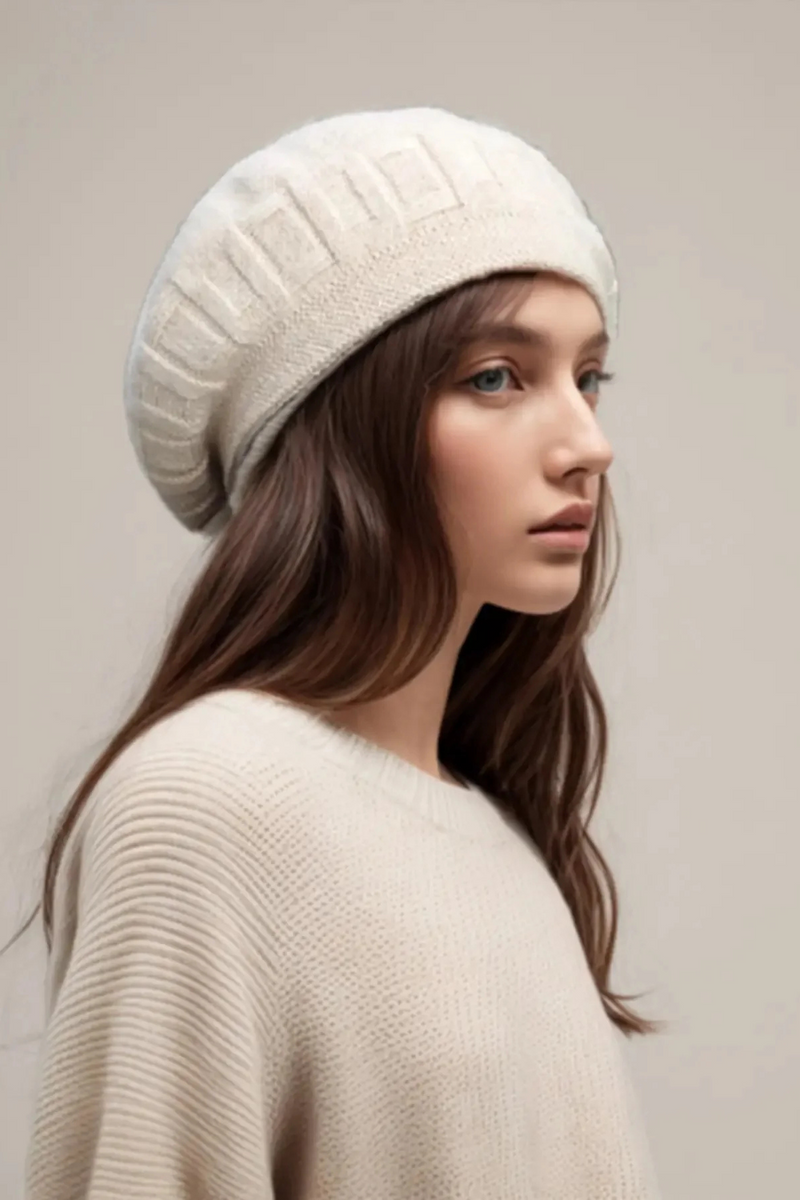 Beret Women Winter Retro Casual Octagonal Hat Versatile Warm Wool Knitted
