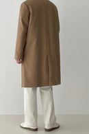 Men's British Casual Woolen Overcoat Streetwear Loose Solid Single Breasted Windbreaker Male