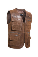 Men Real Leather Vest Men Motorcycle Outdoor Travel Vests