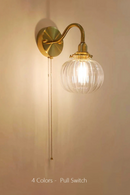 Wall Sconce with Switch Brass Wall Light Glass Globe Wall Lamp