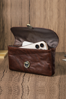 Genuine Leather Waist Phone Bag for Men Full Grain Leather Waist Pack 6.9" Phone Pouch for iPhone 16 Pro Max