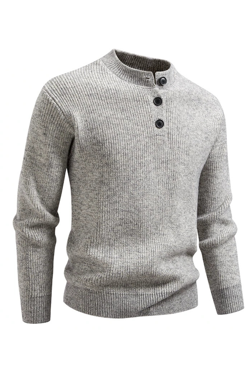 Winter Men's Knitted Pullovers Button Stand Collar Knit Sweater Men Warm Casual Sweater