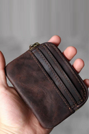 Leather Men Zipper Card Holder Short Wallet Women Man Mini Clutch Wallets
