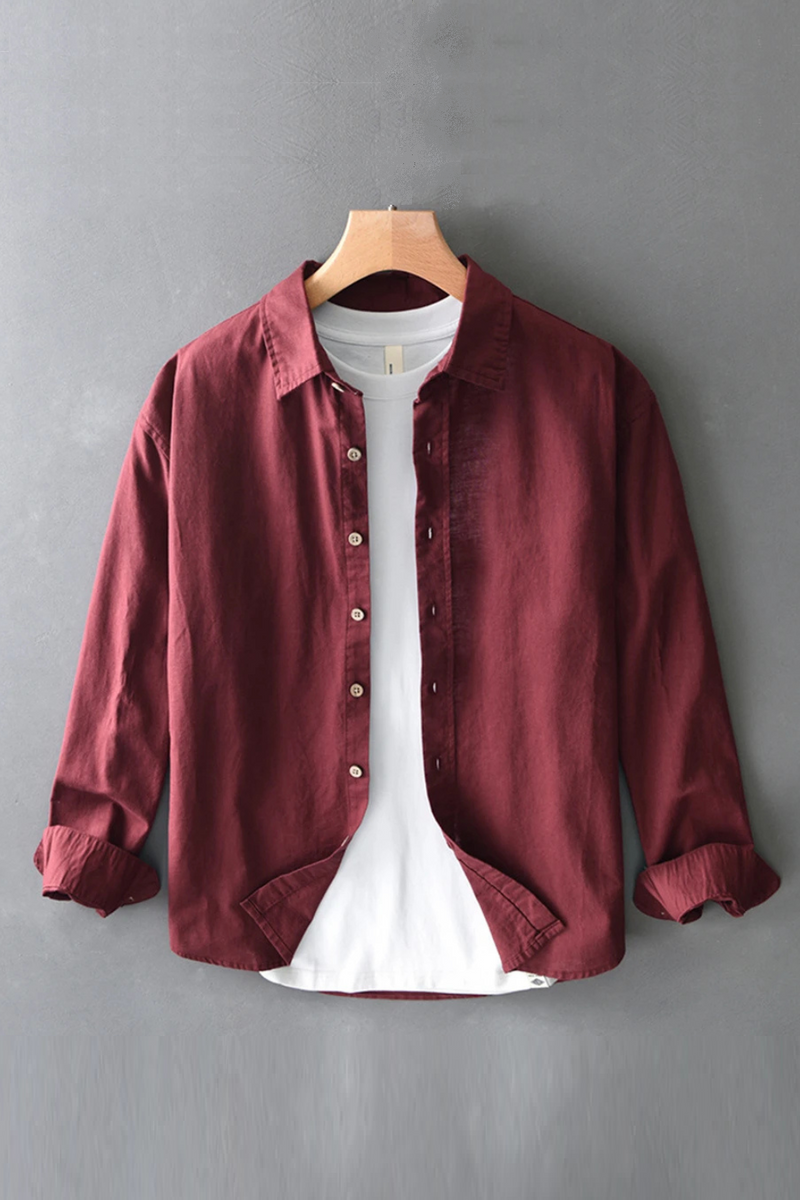 Spring man's shirts cotton and linen Loose fit casual shirts for man solid tops oversize linen shirt men