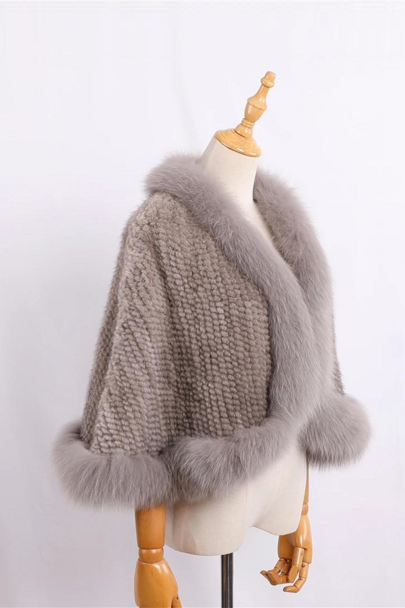 Luxury Genuine Mink Fur Knitted Shawl Wrap Opera Cape Fox fur women Lady mink fur coat Jacket Stole