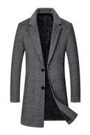 Men Trench Coat Wool Blend Top Winter Long Single Breasted Classic Stylish Jacket for Male