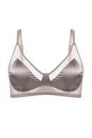 Lining  Silk Satin Bra Women Solid Wire Free Lace Mesh Comfortable Thin Summer